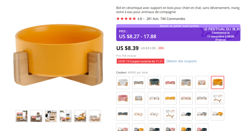 gamelle chat Aliexpress